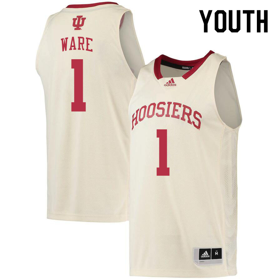 Youth #1 Kel'el Ware Indiana Hoosiers College Basketball Jerseys Stitched Sale-Cream - Click Image to Close